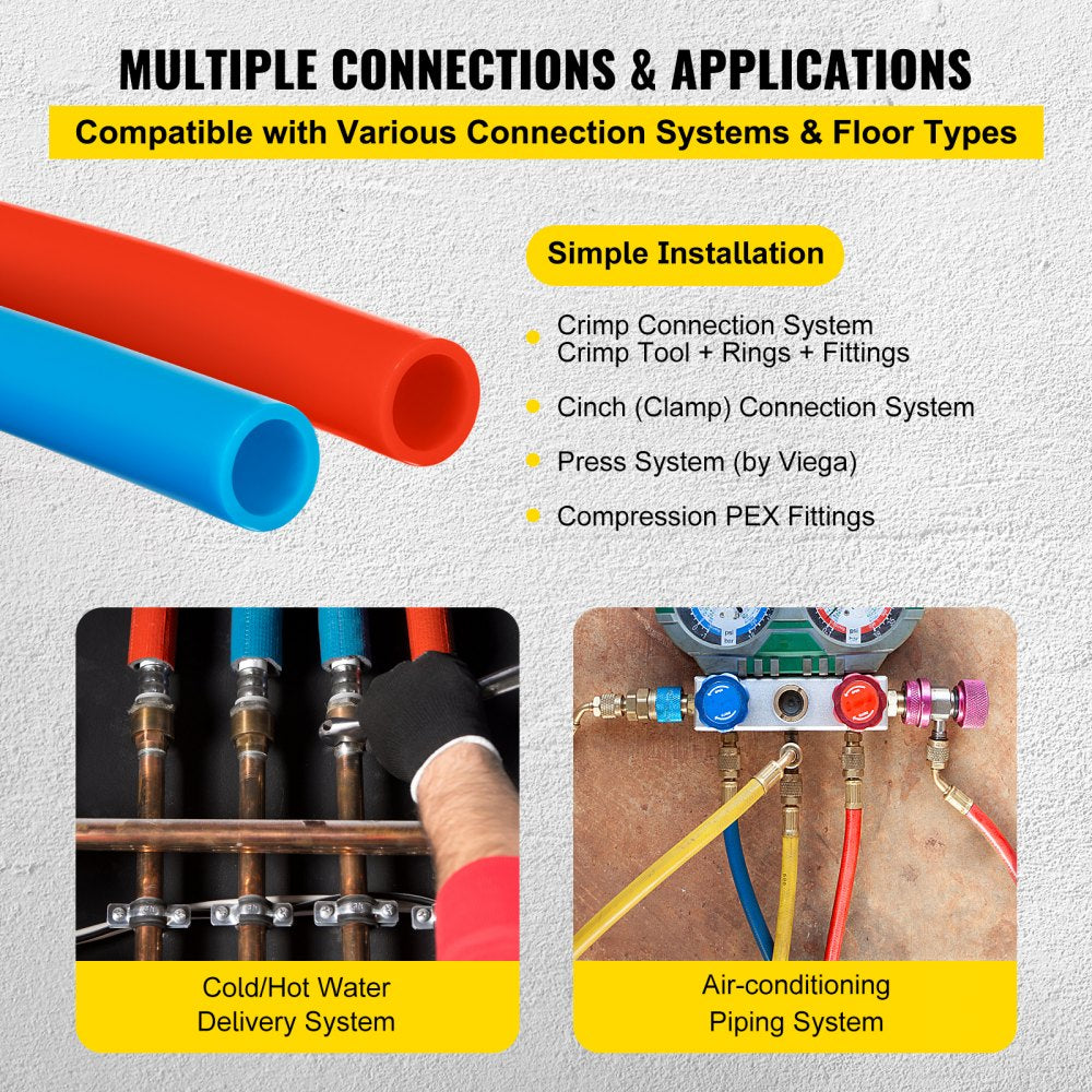 Pex Pipe 2 Rolls 1/2 inch 100 feet Plumbing Water Supply Tubing Tube Tool New