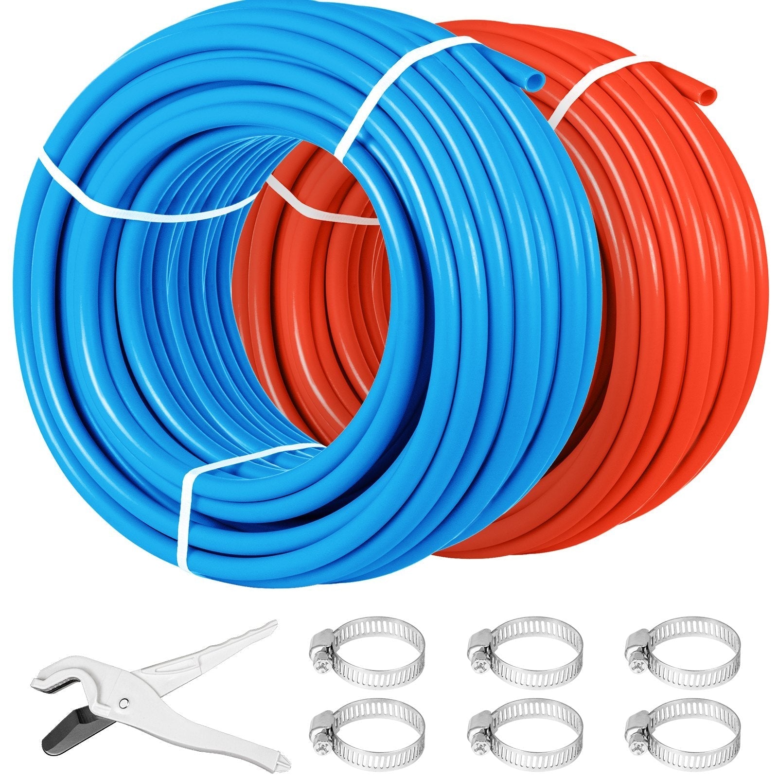 VEVOR PEX Tubing Oxygen Barrier - 2 Rolls of 1/2 Inch X 300 Feet Tube Coil - EVOH PEX-B Pipe for Residential Commercial Radiant Floor Heating Pex Pipe (1/2
