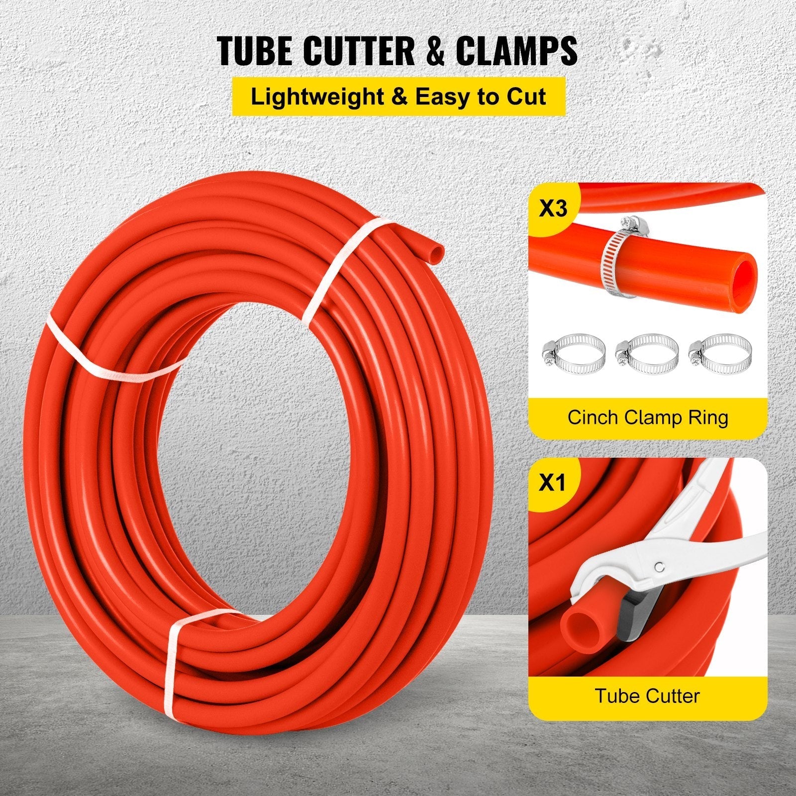 VEVOR 1/2 Inch PEX Tubing Potable Water Tube 300 FT PEX-B Plumbing Pipe Non-Barrier Radiant Heating Pex Coil for Water Plumbing Open Loop Hydronic Heating Systems (1/2