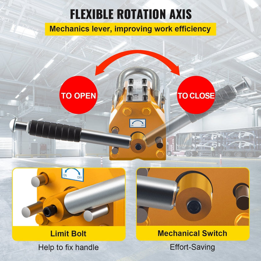 VEVOR Lifting Magnet with Release,660 Lbs Pulling Force - Steel Magnetic Lifter,Neodymium - Permanent Lift Magnets,Heavy Duty - for Hoist, Shop Crane, Block, Board