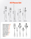 VEVOR 45-Piece Silverware Set Stainless Steel Cutlery Flatware Utensils for 8