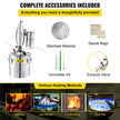 VEVOR 30L 7.9Gal Water Alcohol Distiller 304 Stainless Steel Alcohol Still Wine Making Boiler Home Kit with Thermometer for Whiskey Brandy Essential, Sliver