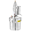 VEVOR 30L 7.9Gal Water Alcohol Distiller 304 Stainless Steel Alcohol Still Wine Making Boiler Home Kit with Thermometer for Whiskey Brandy Essential, Sliver