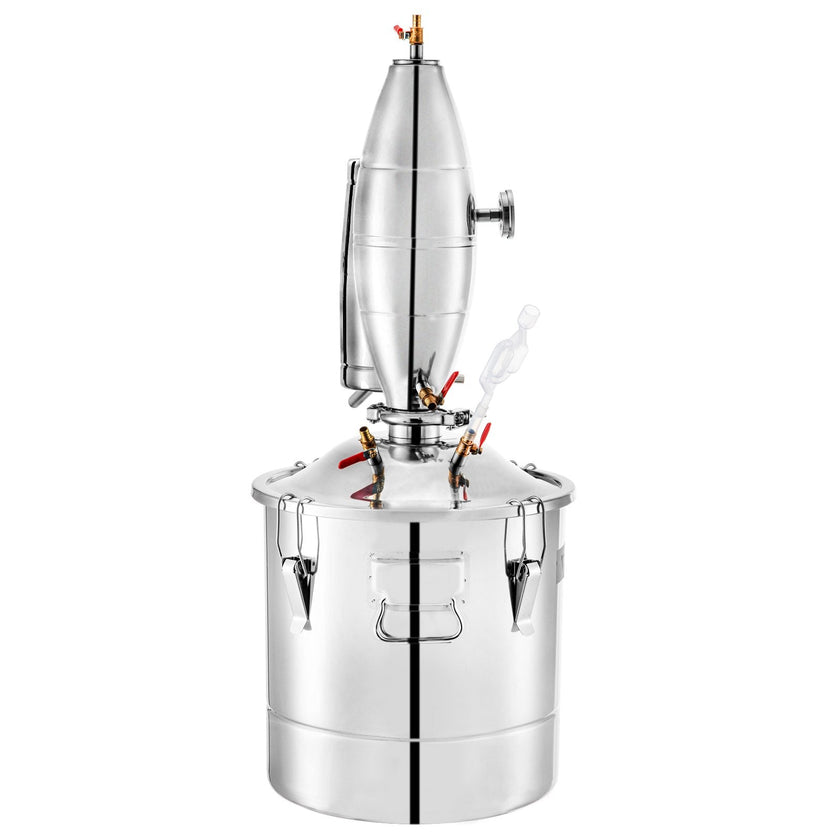 VEVOR 30L 7.9Gal Water Alcohol Distiller 304 Stainless Steel Alcohol Still Wine Making Boiler Home Kit with Thermometer for Whiskey Brandy Essential, Sliver