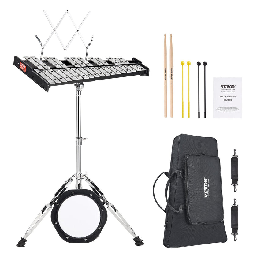 VEVOR 30 Note Glockenspiel Xylophone Bell Kit, Professional Percussion Instrument Set with Mallets, Drum Sticks, Music Stand,  8
