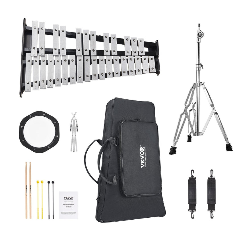 VEVOR 30 Note Glockenspiel Xylophone Bell Kit, Professional Percussion Instrument Set with Mallets, Drum Sticks, Music Stand,  8