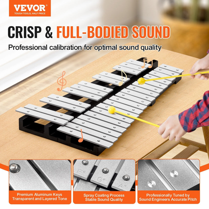 VEVOR 30 Note Glockenspiel Xylophone Bell Kit, Percussion Instrument with Mallets, Drum Sticks and Carrying Bag, Professional Glockenspiel Xylophone Percussion Instrument Set for Students & Adults