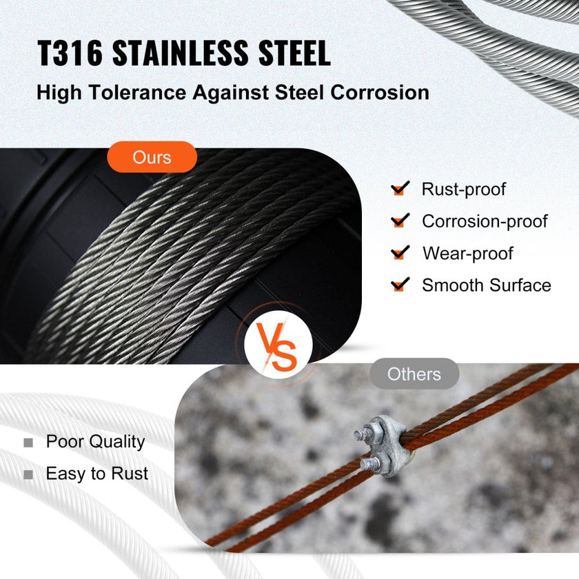 VEVOR Stainless Steel Cable Railing 1/8