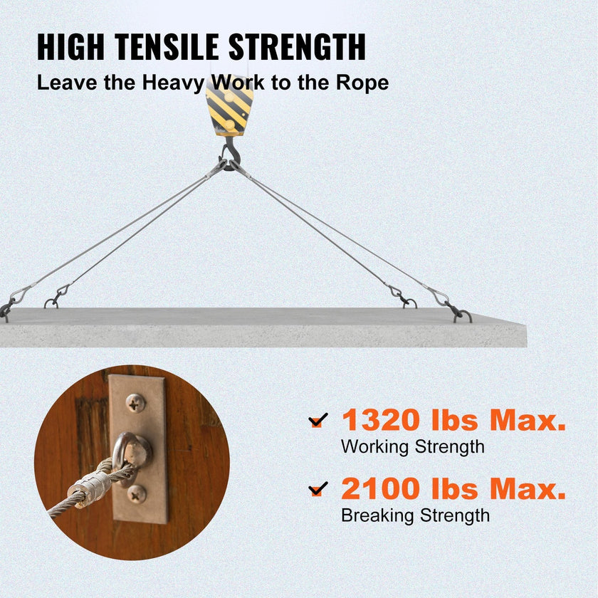 VEVOR Cable Railing 1000ft Stainless Steel Wire Rope 1/8