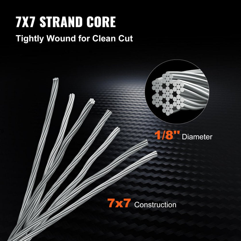 VEVOR Stainless Steel Cable Railing 1/8 Inch, Wire Rope 500 Feet 7x7, Braided Aircraft Cable Strands Construction for Deck,Rail,Balusters,Stair,Handrail,Porch,Fence