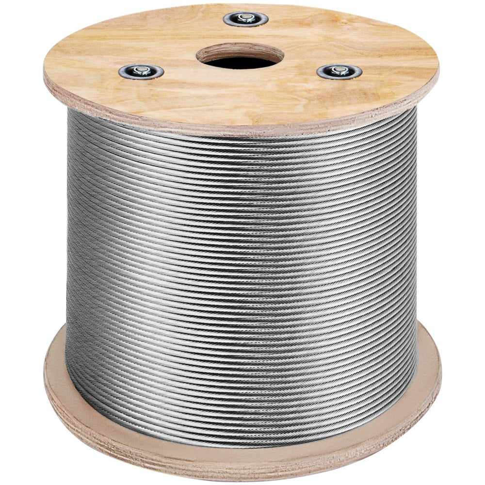 VEVOR Stainless Steel Cable Railing 1/8 Inch, Wire Rope 500 Feet 7x7, Braided Aircraft Cable Strands Construction for Deck,Rail,Balusters,Stair,Handrail,Porch,Fence