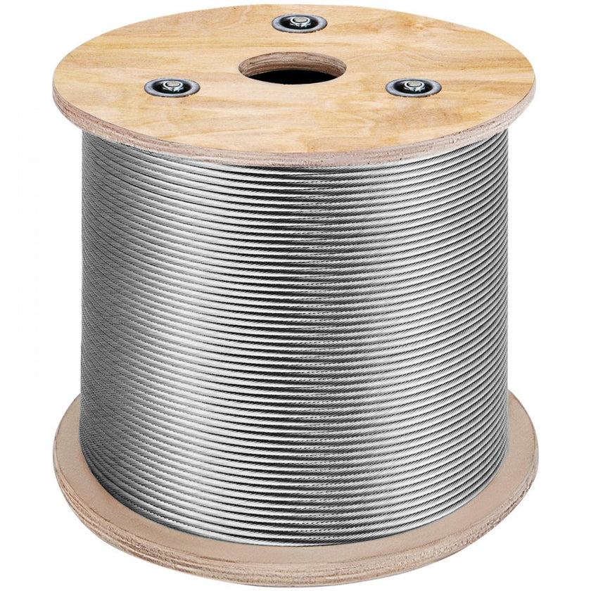 VEVOR Stainless Steel Cable Railing 1/8 Inch, Wire Rope 500 Feet 7x7, Braided Aircraft Cable Strands Construction for Deck,Rail,Balusters,Stair,Handrail,Porch,Fence