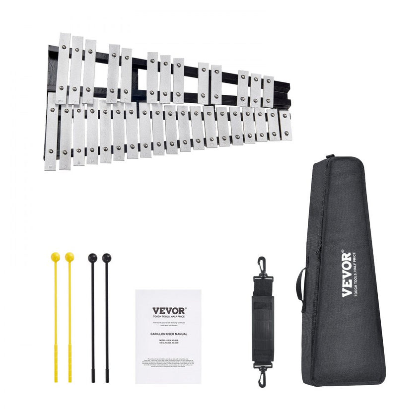 VEVOR 32 Note Glockenspiel Xylophone Bell Kit, Percussion Instrument with Mallets, Drum Sticks and Carrying Bag, Professional Glockenspiel Xylophone Percussion Instrument Set for Adults & Students