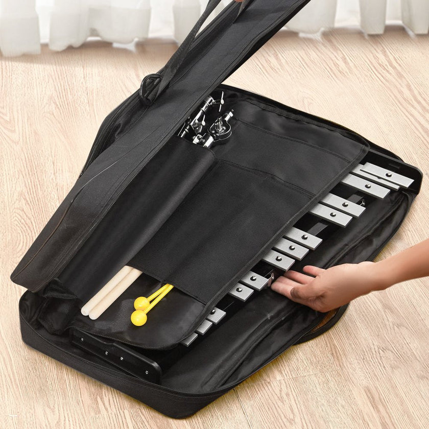 VEVOR 32 Note Glockenspiel Xylophone Bell Kit, Professional Percussion Instrument Set with Mallets, Drum Sticks, Music Stand, Adjustable Stand and Carrying Bag for Students & Adults