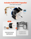 VEVOR 1/4HP RV AC Fan Motor AC115V 3A 1650RPM Single Phase 5uf/370V Capacitor