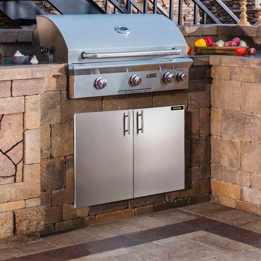 VEVOR BBQ Access Double Door 36W x 23H Inch BBQ Door Stainless Steel with Storage Outdoor Kitchen Doors for Commercial BBQ Island