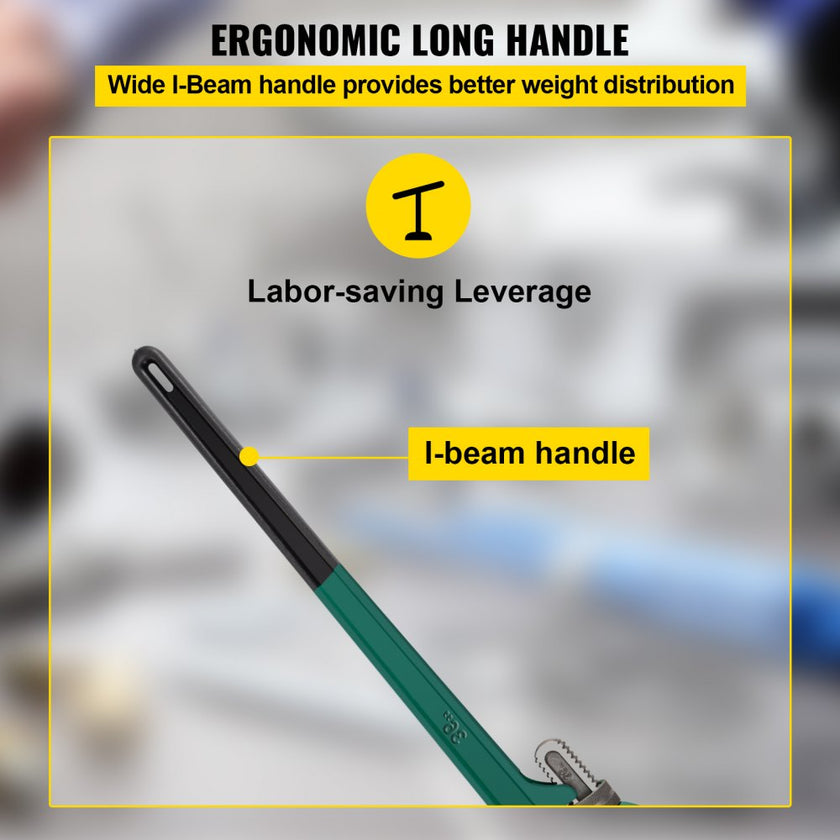 VEVOR 36-Inch Aluminum Straight Pipe Wrench Ideal for 2” to 3-1/2” Pipe Adjustable Plumbing Pipe Wrench Heavy Duty 5” Jaw capacity Plumbers Pliers Tool