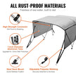 VEVOR 3 Bow Bimini Top Boat Cover, Detachable Mesh Sidewalls, 600D Polyester Canopy with 1