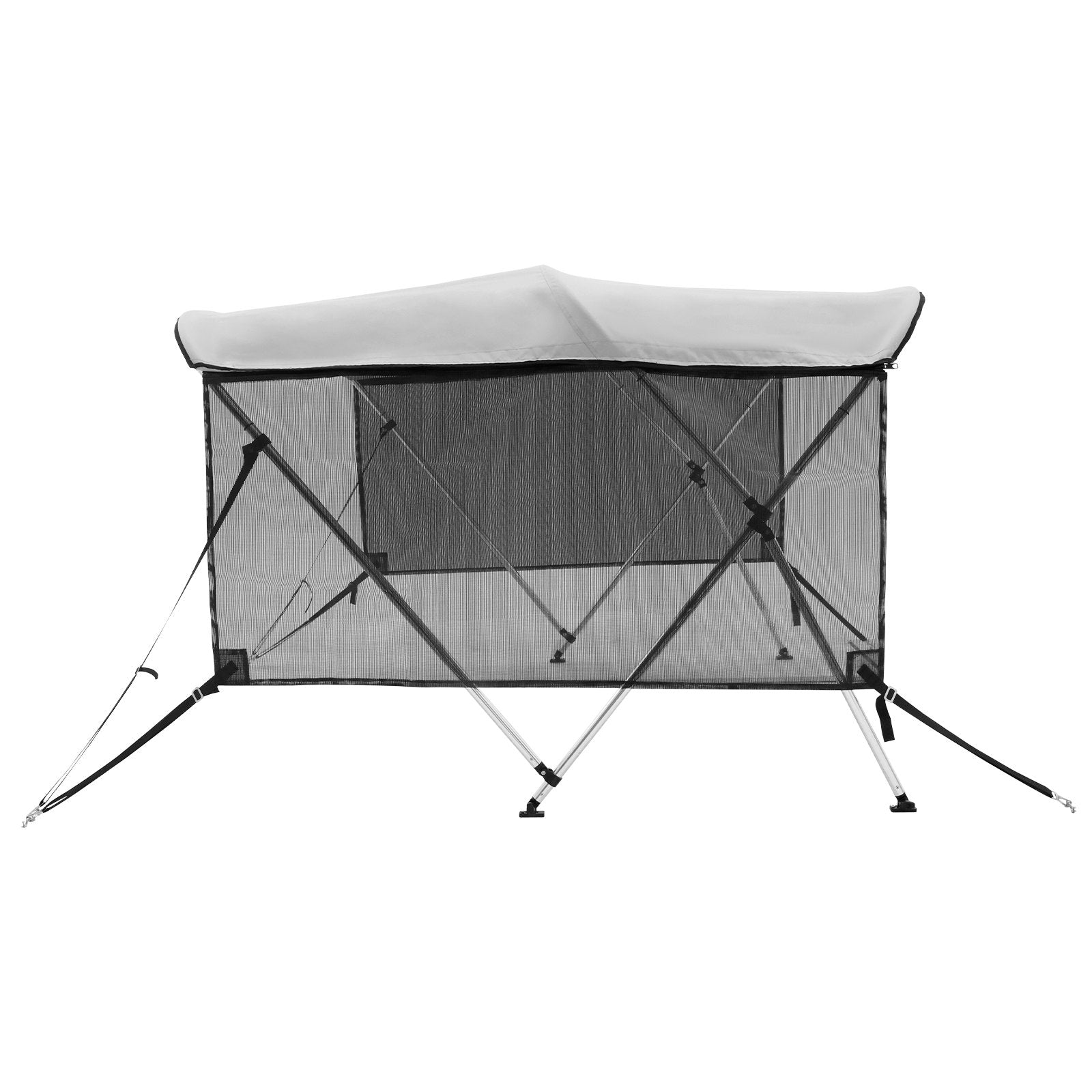 VEVOR 3 Bow Bimini Top Boat Cover, Detachable Mesh Sidewalls, 600D Polyester Canopy with 1