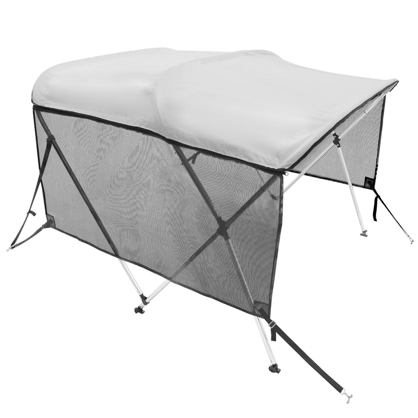VEVOR 3 Bow Bimini Top Boat Cover, Detachable Mesh Sidewalls, 600D Polyester Canopy with 1
