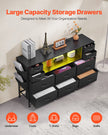 VEVOR 10 Fabric Drawer Dresser with Open Storage Shelf LED Lights & Outlet Black