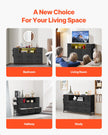 VEVOR 10 Fabric Drawer Dresser with Open Storage Shelf LED Lights & Outlet Black
