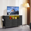 VEVOR 10 Fabric Drawer Dresser with Open Storage Shelf LED Lights & Outlet Black