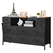 VEVOR 10 Fabric Drawer Dresser with Open Storage Shelf LED Lights & Outlet Black