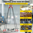 VEVOR 10FT Chain Sling 5/16 Inch X 10 FT Engine Lift Chain G80 Alloy Steel Engine Chain Hoist Lifts 3 Ton with 4 Leg Grab Hooks and Adjuster Used in Mining, Machinery, Ports, Building