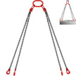 VEVOR 10FT Chain Sling 5/16 Inch X 10 FT Engine Lift Chain G80 Alloy Steel Engine Chain Hoist Lifts 3 Ton with 4 Leg Grab Hooks and Adjuster Used in Mining, Machinery, Ports, Building