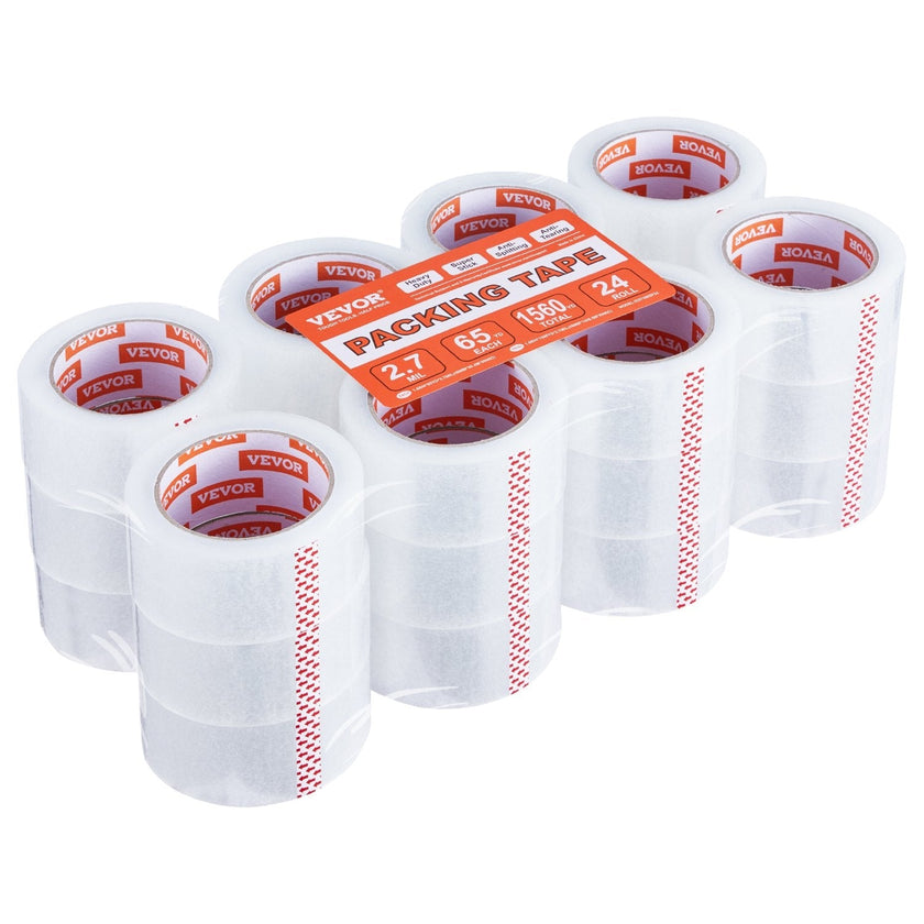 VEVOR Packing Tape 24 Rolls 65 Yards Heavy Duty Clear Packing Tapes 2.7 Mil