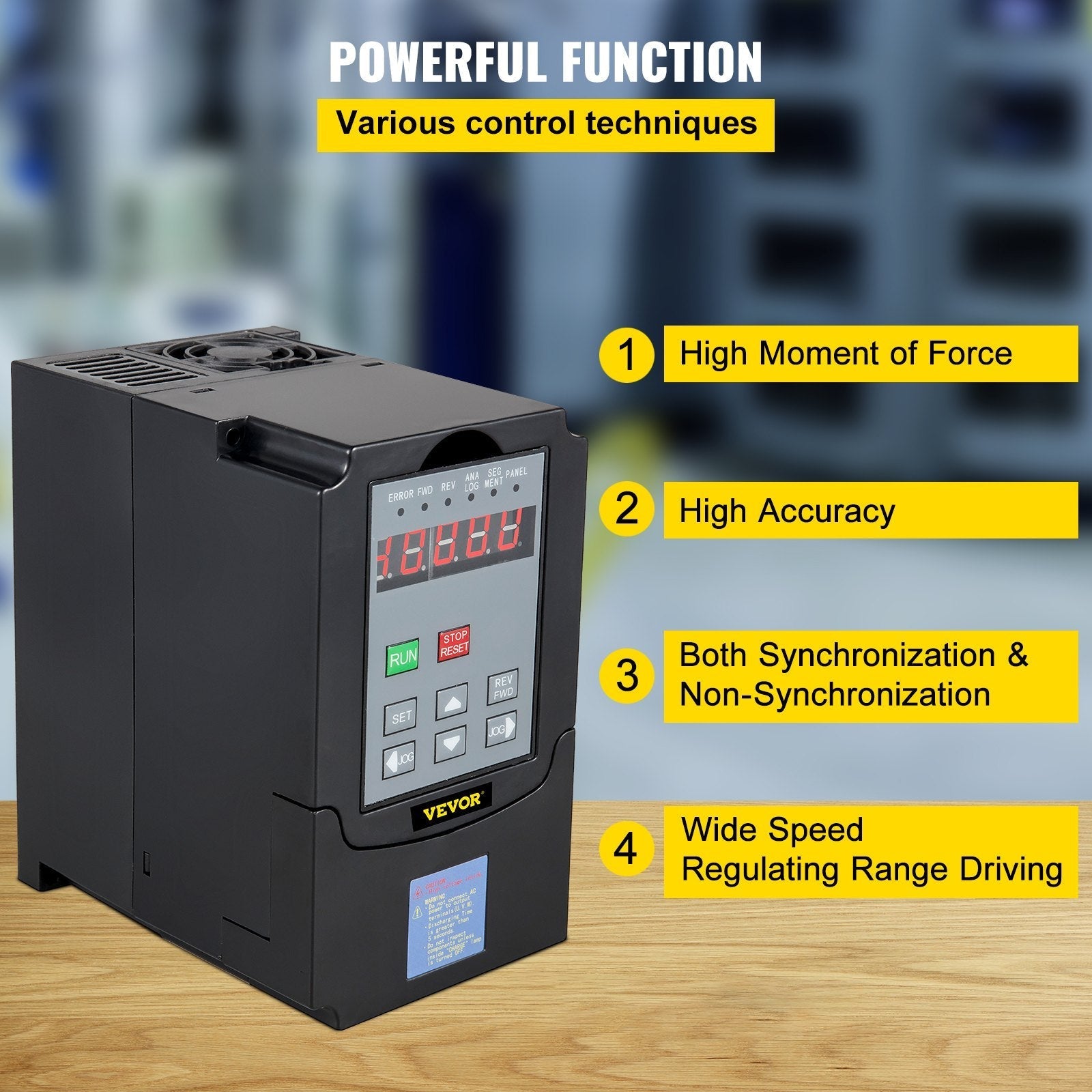VEVOR VFD 4KW, Variable Frequency Drive 18.5A, CNC VFD Motor Drive Inverter Converter 220V, for Spindle Motor Speed Control (1or 3 Phase Input, 3 Phase Output)