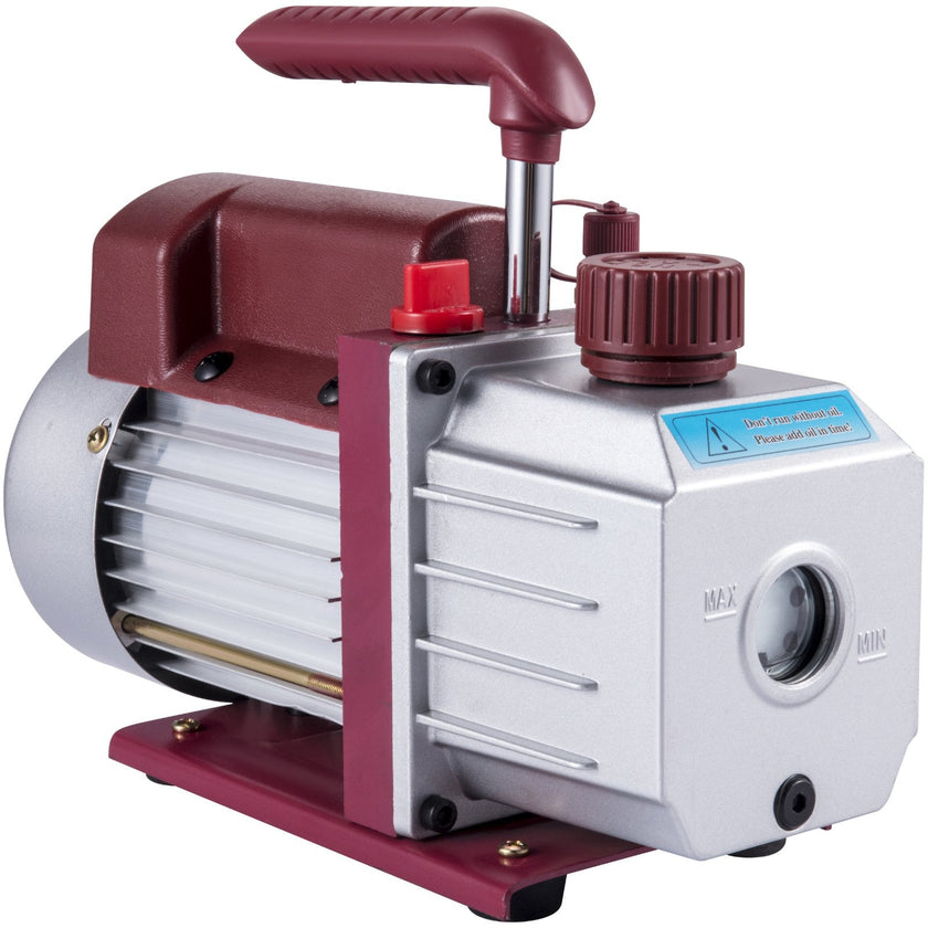 VEVOR 4.5CFM 1-3HP Vacuum Pump 110V 2 Meter Valve 1 Stage 5PA Ultimate Air Conditioning Refrigerant Vacuum Pump for HVAC Auto AC Refrigerant Rechar