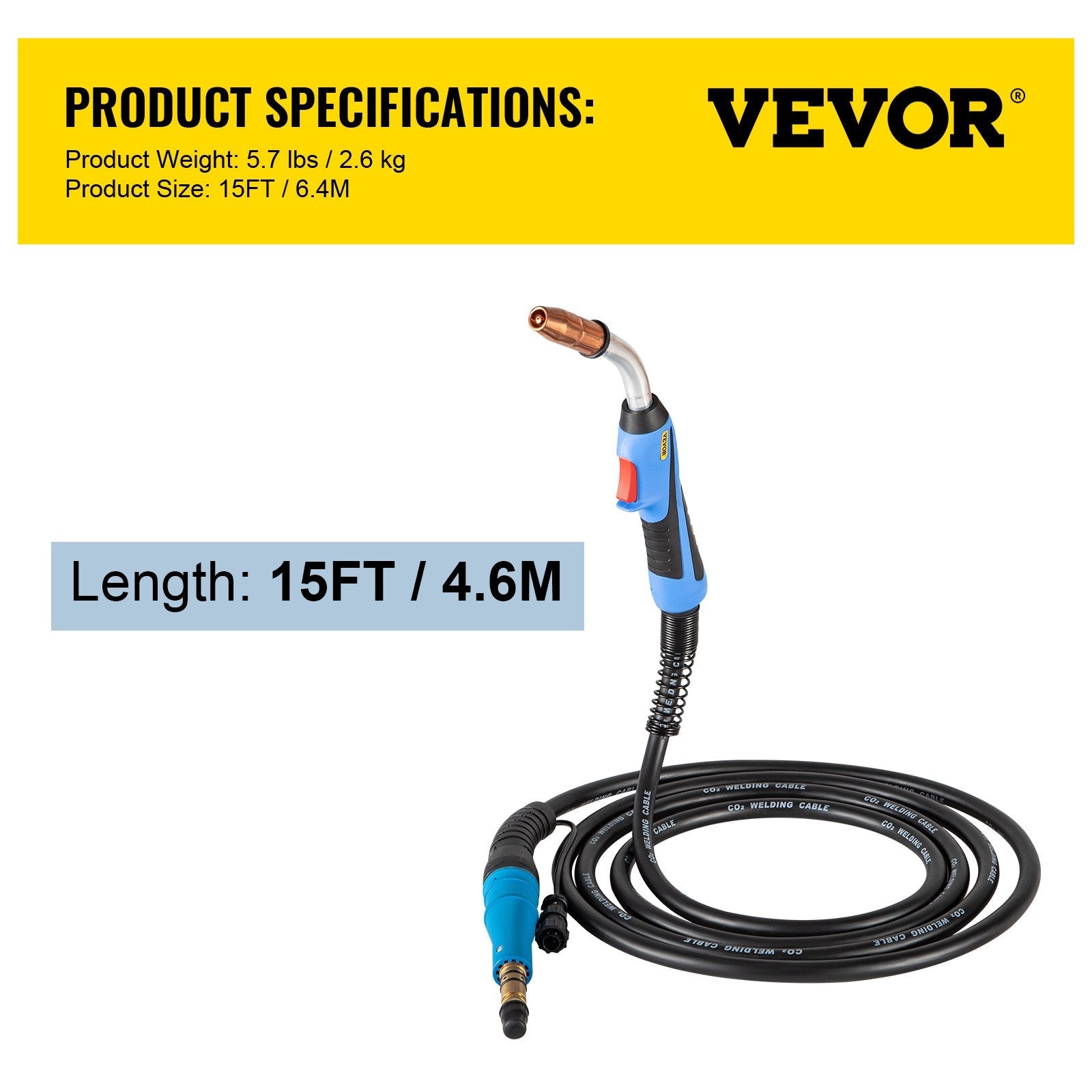 VEVOR 250Amp 15Ft Mig Welding Gun fit for Miller Welding Gun Torch Welder Gun M-25 Welding Torch Stinger Replacement fit for Miller M-25 Part Number 169598 fit 0.030