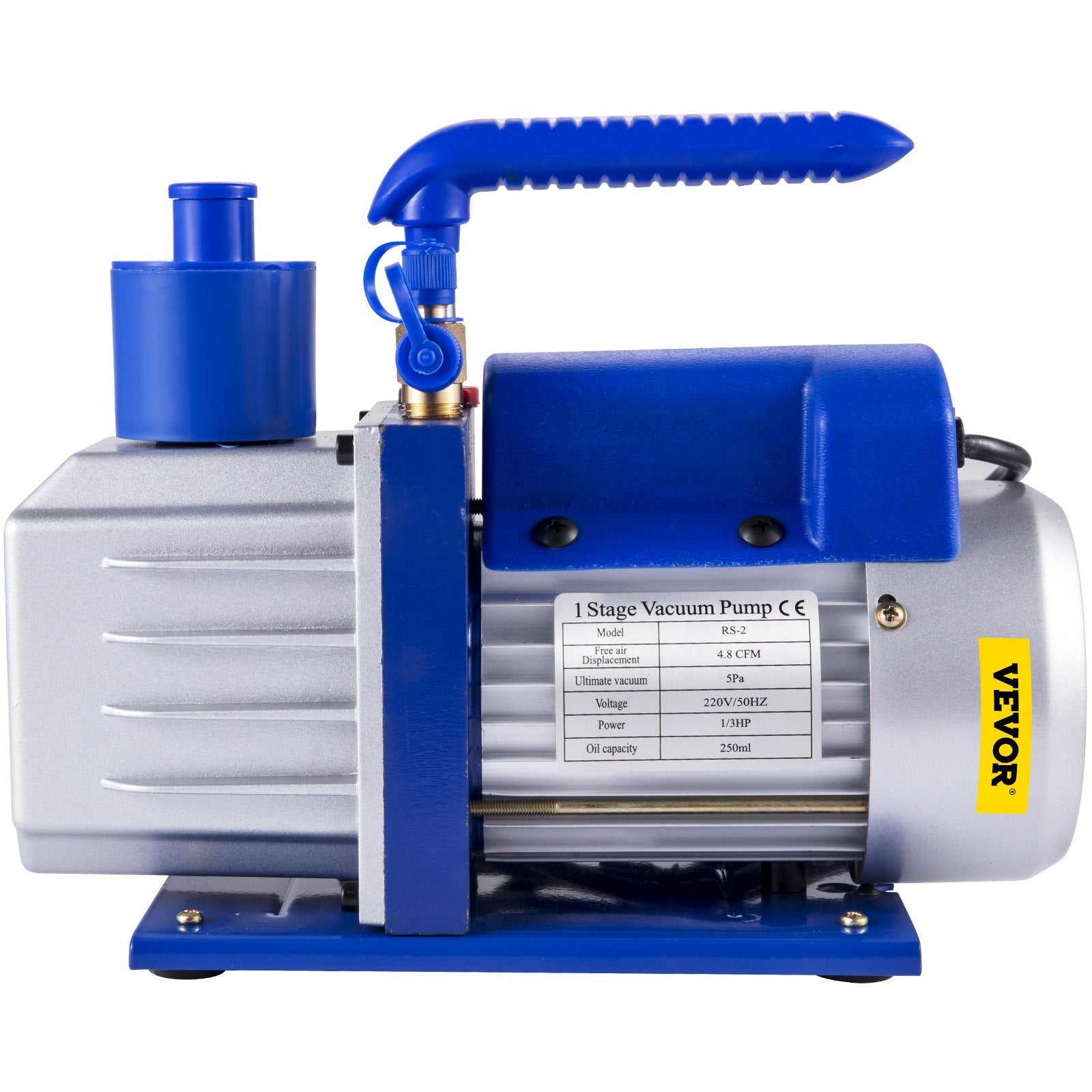 VEVOR Vacuum Pump Kit HVAC Single Stage AC Vacuum Pump 4.8CFM 1/3HP Air Vacuum Pump with 3 Valve A/C Manifold Gauge Set Refrigerant Air Conditioning (4.8CFM1/3HP 3Valve), Blue