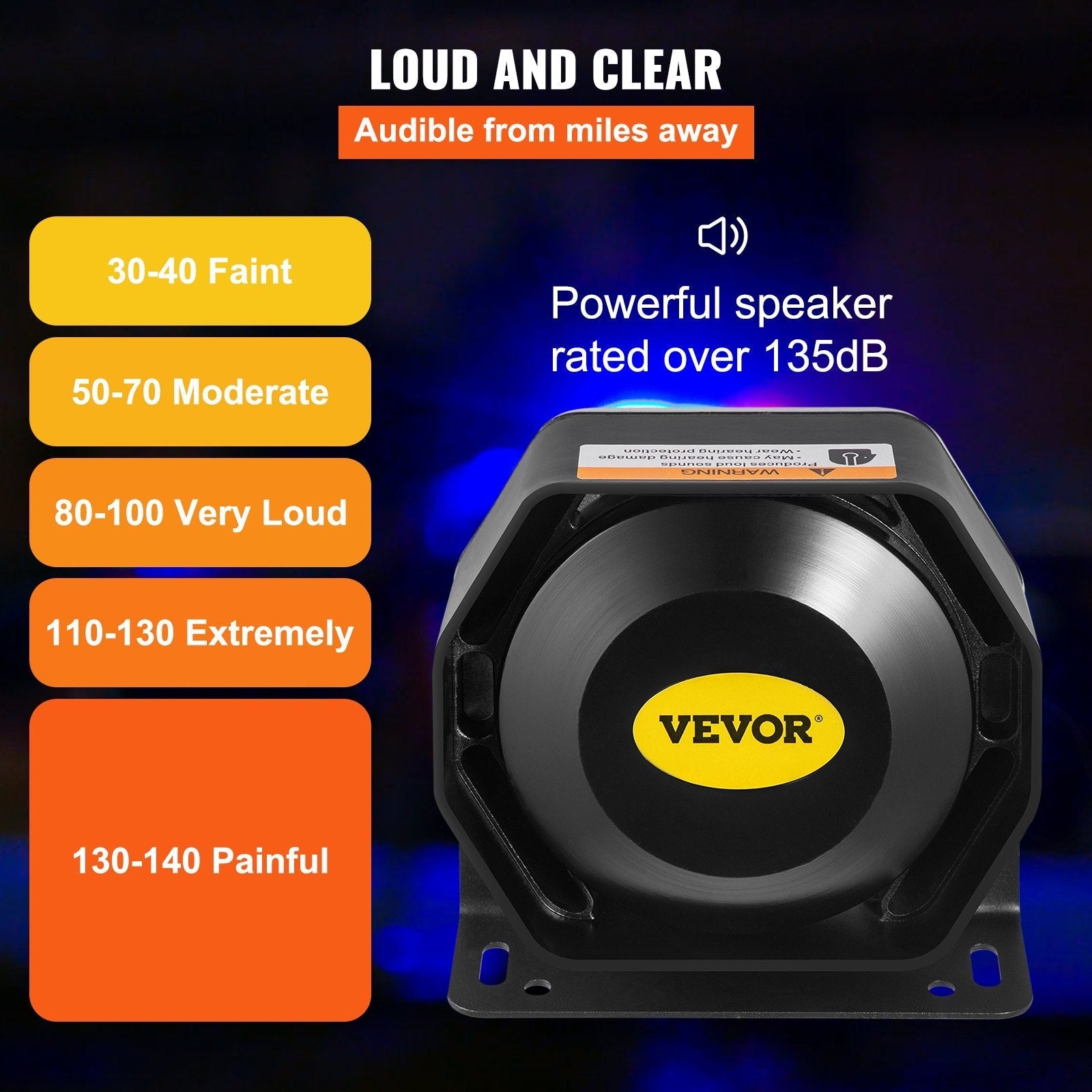 VEVOR 400W 8 Sound Loud Car Warning Police Fire Emergency Alarm Fire Siren 1 Horn PA Speaker MIC System Vehicle Siren