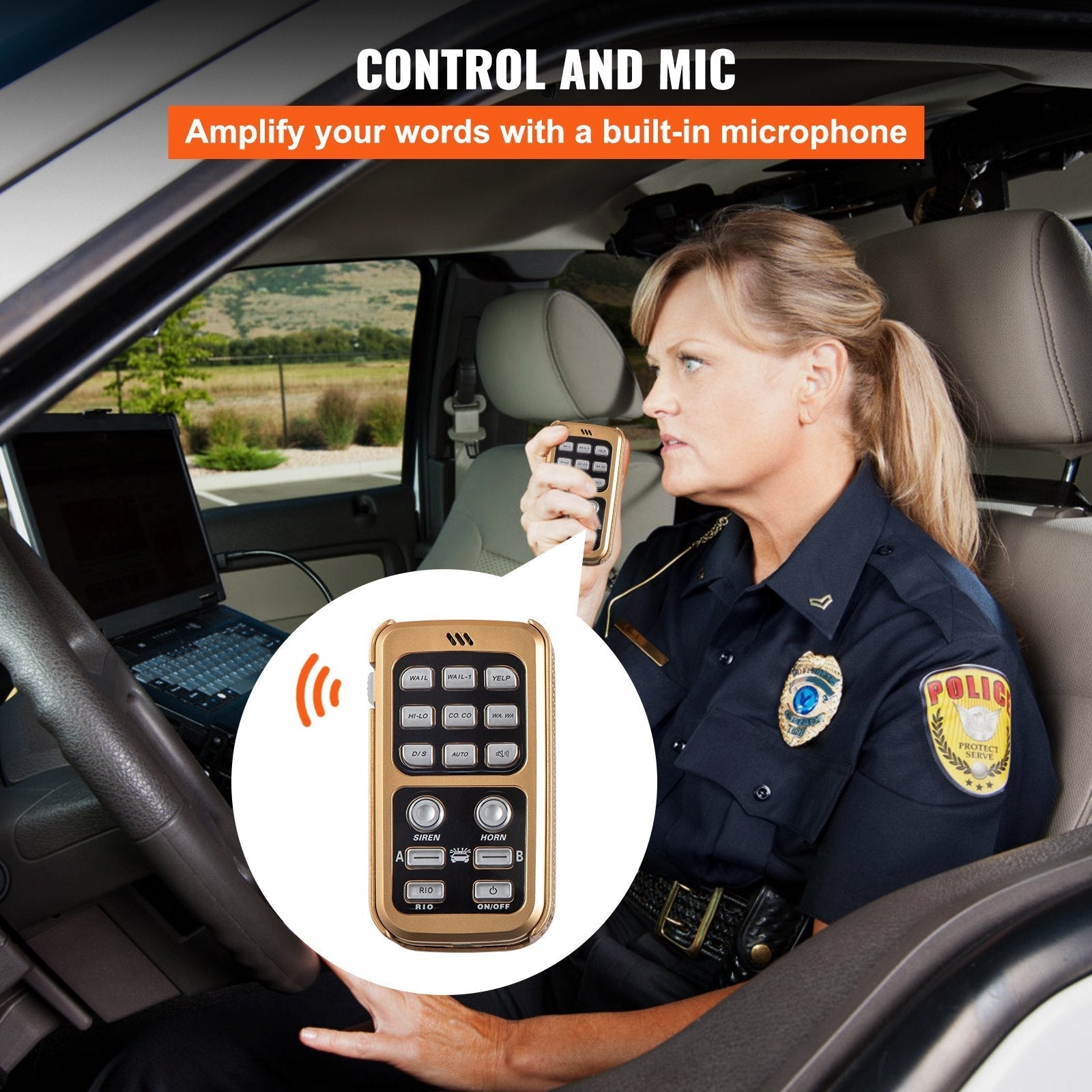 VEVOR 400W 8 Sound Loud Car Warning Police Fire Emergency Alarm Fire Siren 1 Horn PA Speaker MIC System Vehicle Siren