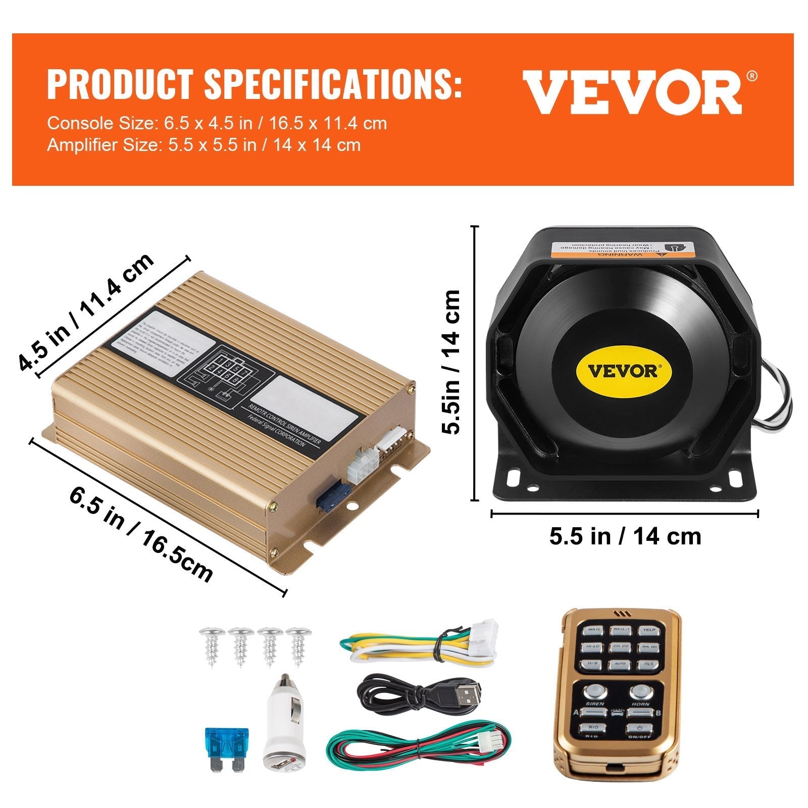 VEVOR 400W 8 Sound Loud Car Warning Police Fire Emergency Alarm Fire Siren 1 Horn PA Speaker MIC System Vehicle Siren