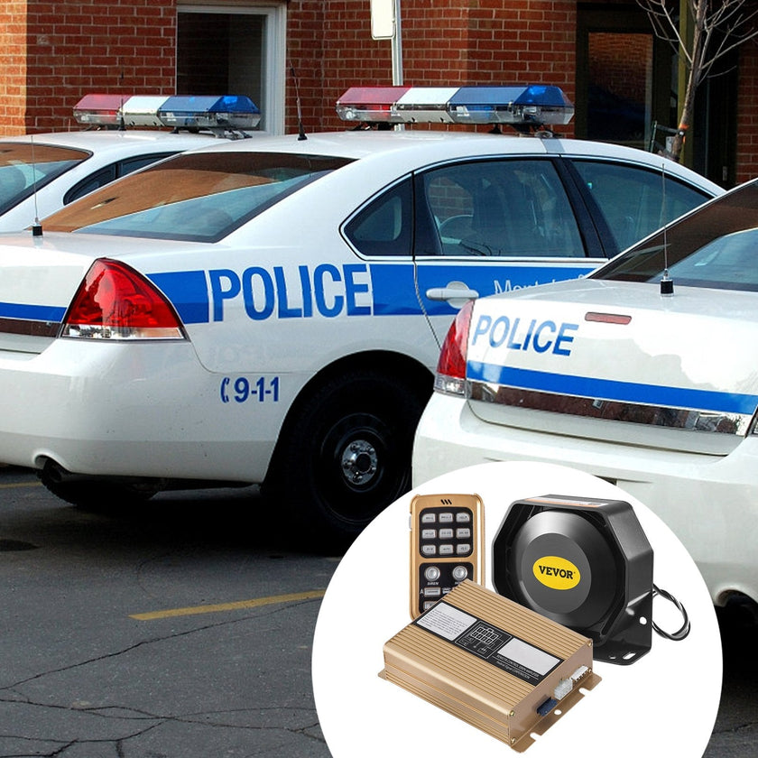 VEVOR 400W 8 Sound Loud Car Warning Police Fire Emergency Alarm Fire Siren 1 Horn PA Speaker MIC System Vehicle Siren