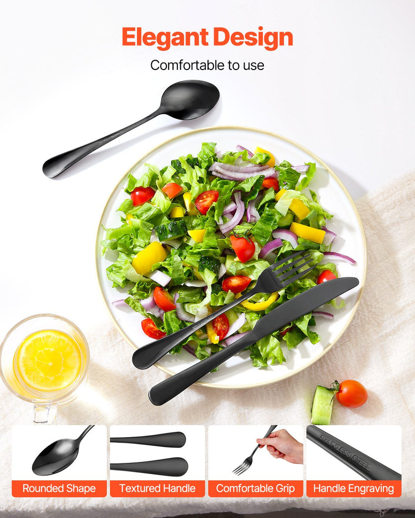 VEVOR 48-Piece Silverware Set Stainless Steel Cutlery Flatware Utensils for 8