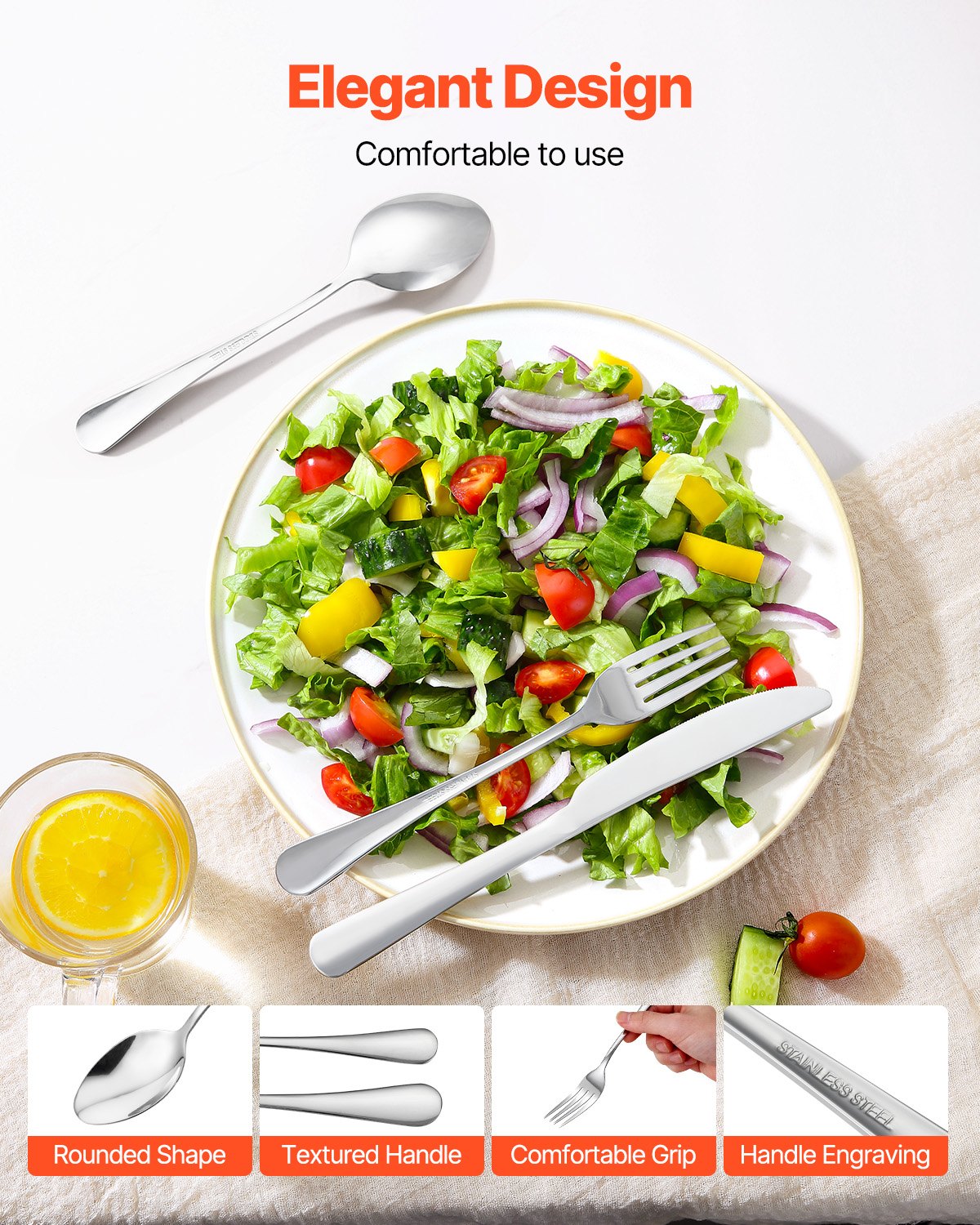 VEVOR 30-Piece Silverware Set Stainless Steel Cutlery Flatware Utensils for 6