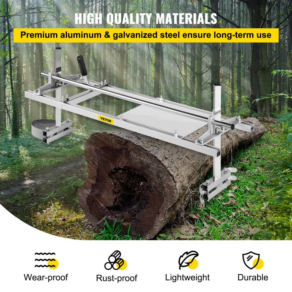 VEVOR Chainsaw MillAttachment 48 Inch Portable Chainsaw Mill Aluminum Steel Chainsaw Milling Planking Welding Saw Mill 18-48 Inch Planking Lumber Cutting Bar for Homeowners Woodworkers