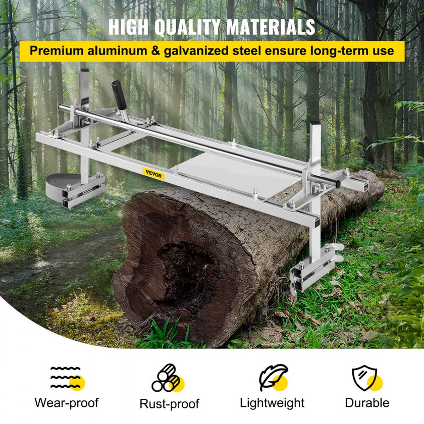 VEVOR Chainsaw MillAttachment 48 Inch Portable Chainsaw Mill Aluminum Steel Chainsaw Milling Planking Welding Saw Mill 18-48 Inch Planking Lumber Cutting Bar for Homeowners Woodworkers