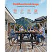VEVOR Picnic Table Weather Resistant Steel Patio Dining Furniture Set Outdoor