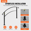 VEVOR 4-Step Handrail Fits 1 or 4 Steps Matte Black Stair Rail Wrought Iron Handrail with Installation Kit Hand Rails for Outdoor Steps