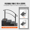 VEVOR 4-Step Handrail Fits 1 or 4 Steps Matte Black Stair Rail Wrought Iron Handrail with Installation Kit Hand Rails for Outdoor Steps