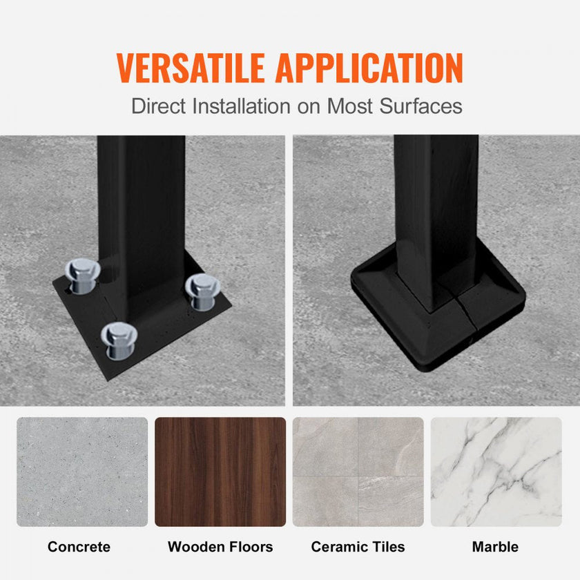 VEVOR 4-Step Handrail Fits 1 or 4 Steps Matte Black Stair Rail Wrought Iron Handrail with Installation Kit Hand Rails for Outdoor Steps