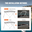 VEVOR 4 Bow Bimini Top Boat Cover, 900D Polyester Canopy with 1