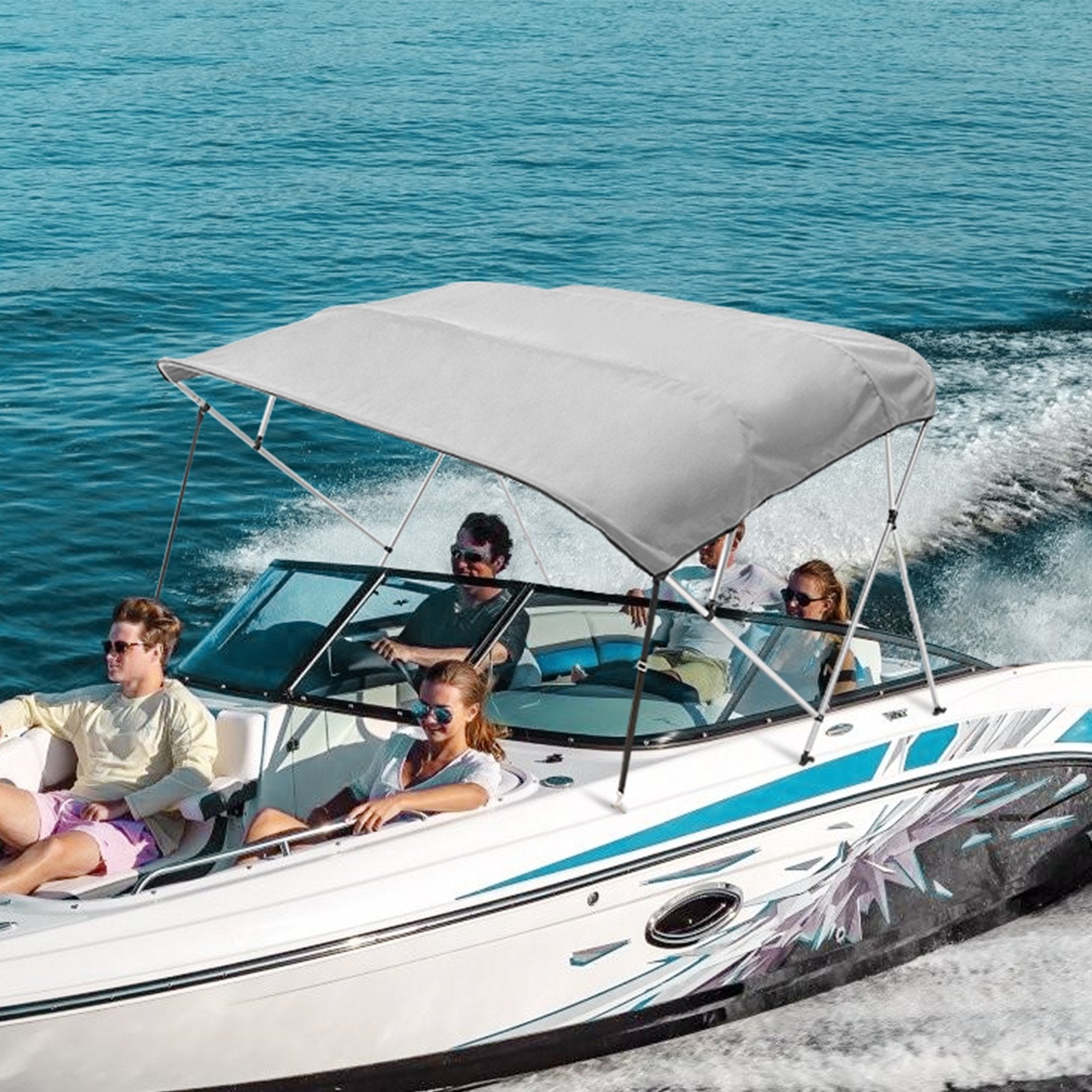 VEVOR 4 Bow Bimini Top Boat Cover, 900D Polyester Canopy with 1