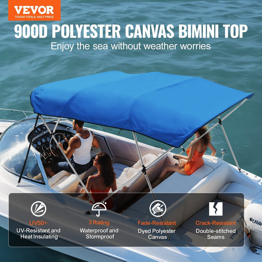 VEVOR 4 Bow Bimini Top Boat Cover, 900D Polyester Canopy with 1